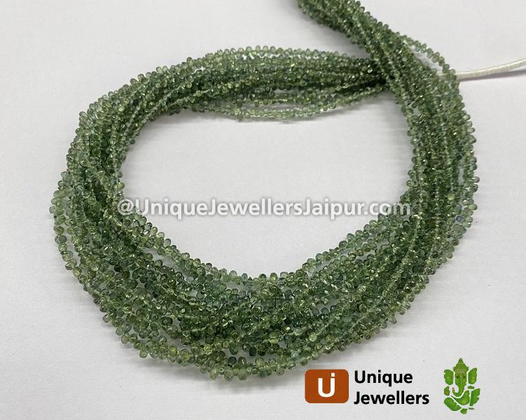 Green Songea Sapphire Faceted Drop Beads
