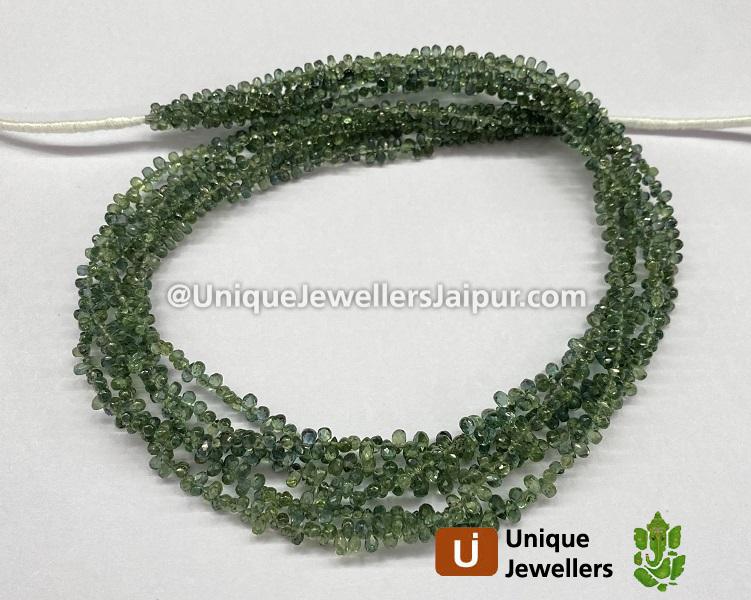 Bluish Green Songea Sapphire Faceted Drop Beads