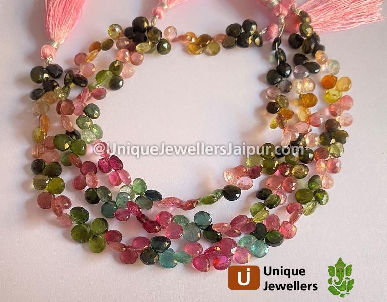 Tourmaline Faceted Heart Beads