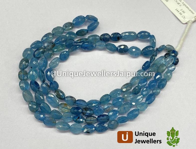 Santa Maria Aquamarine Faceted Oval Beads