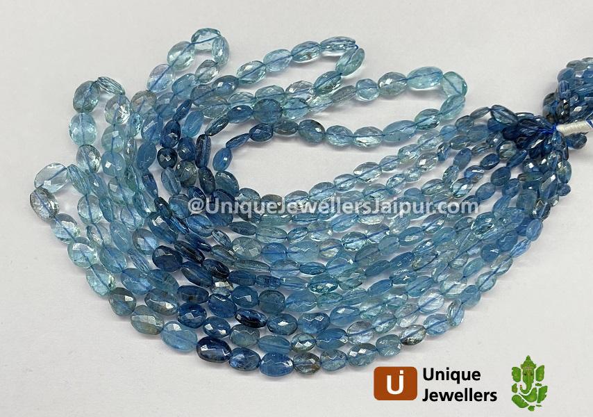 Santa Maria Aquamarine Shaded Faceted Oval Beads