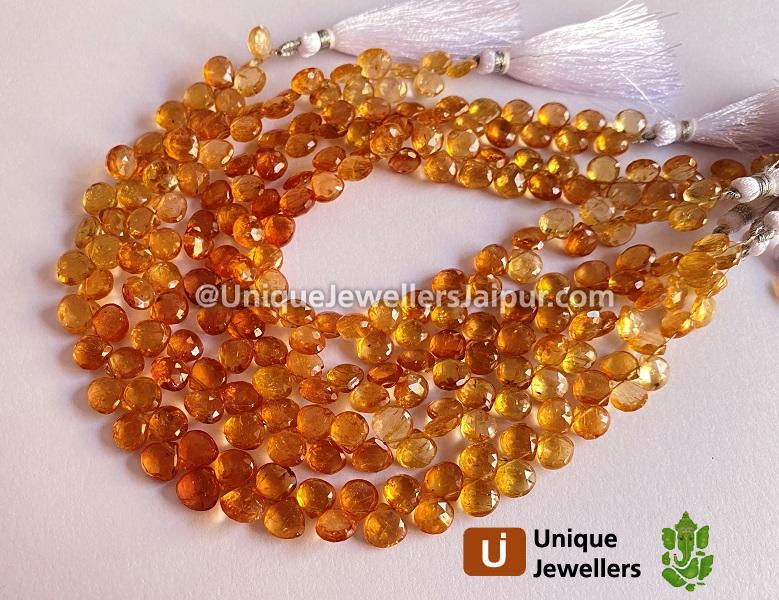 Imperial Topaz Faceted Heart Beads