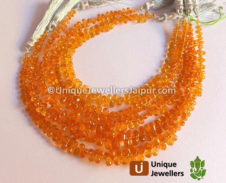 Mandarin Garnet Faceted Drops Beads