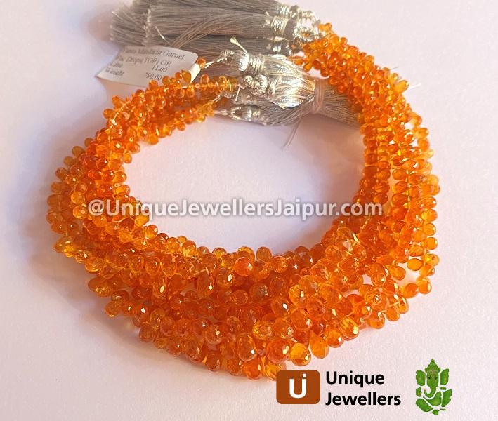 Mandarin Garnet Faceted Drops Beads