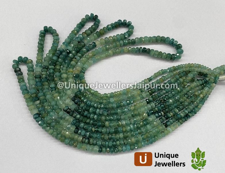 Grandidierite Shaded Faceted Roundelle Beads