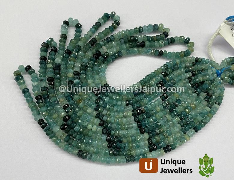 Grandidierite Shaded Faceted Roundelle Beads