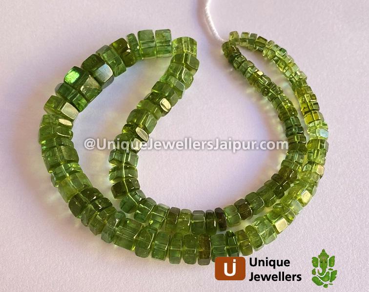 Emerald Green Tourmaline Step Cut Bolt Beads