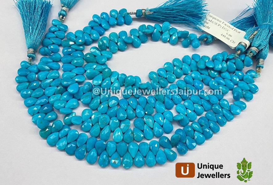 Turquoise Arizona Faceted Pear Beads