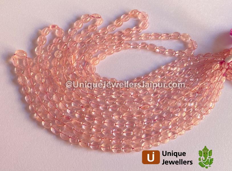 Rose Gold Morganite Smooth Oval Beads