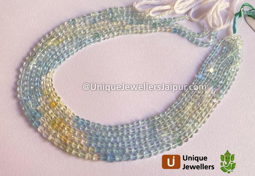 Multi Aquamarine Faceted Coin Beads