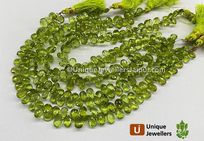 Peridot Far Faceted Pear Beads