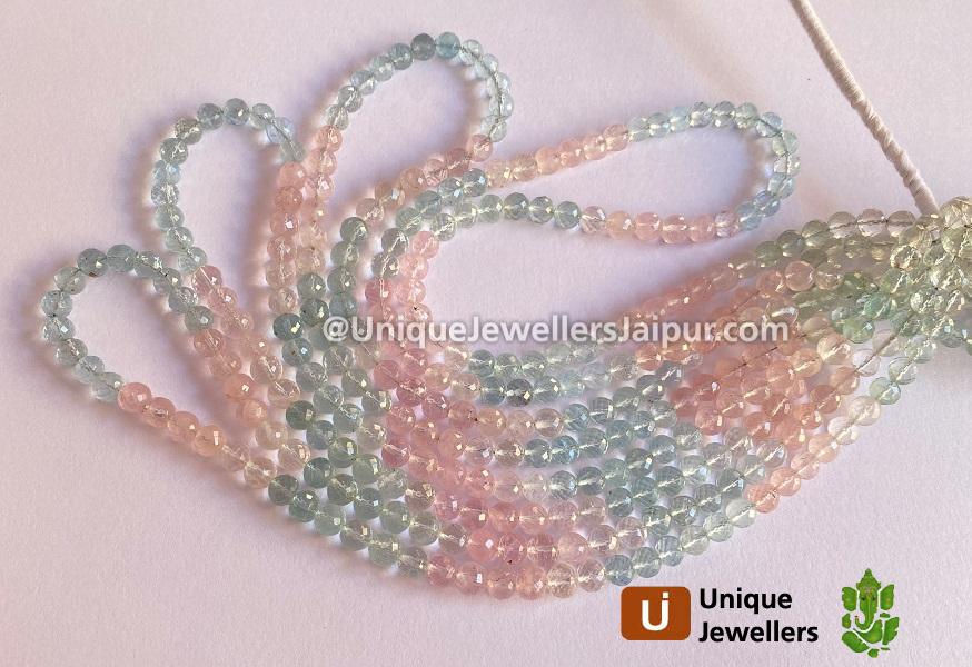 Multi Aquamarine Faceted Round Balls Beads