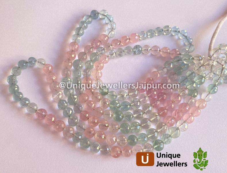 Multi Aquamarine Faceted Round Balls Beads