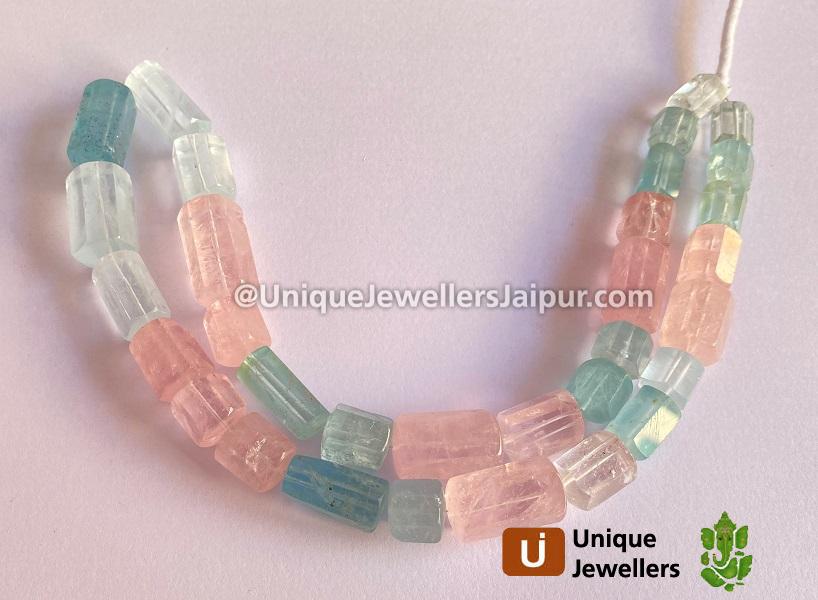 Multi Aquamarine Far Step Cut Pipe Beads