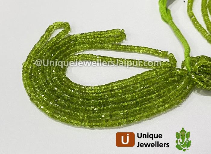 Peridot Faceted Tyre Beads