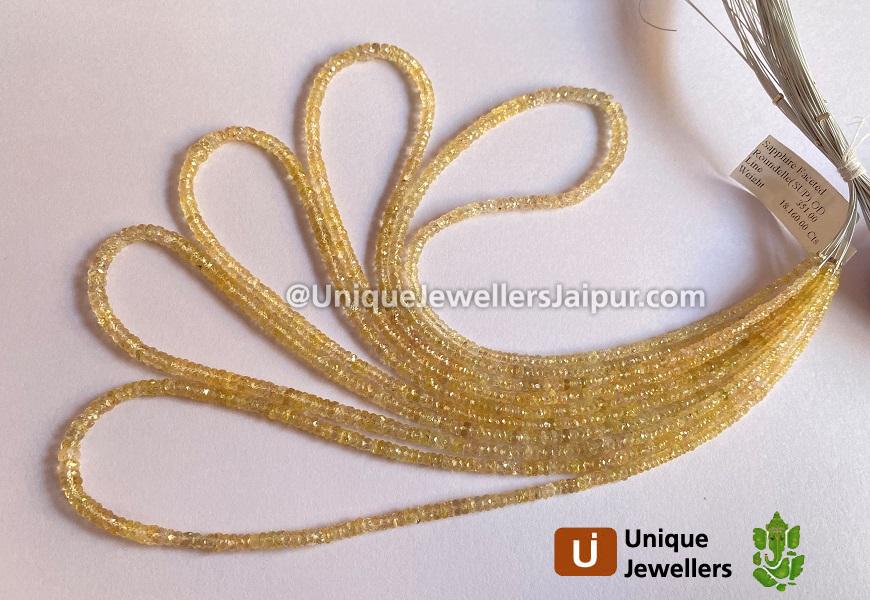 Macaroon Yellow Sapphire Faceted Roundelle Beads