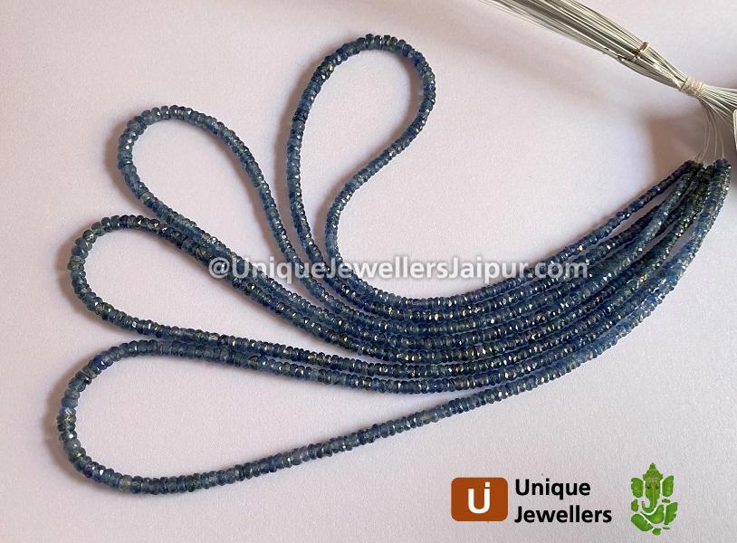 Denim Blue Sapphire Faceted Roundelle Beads