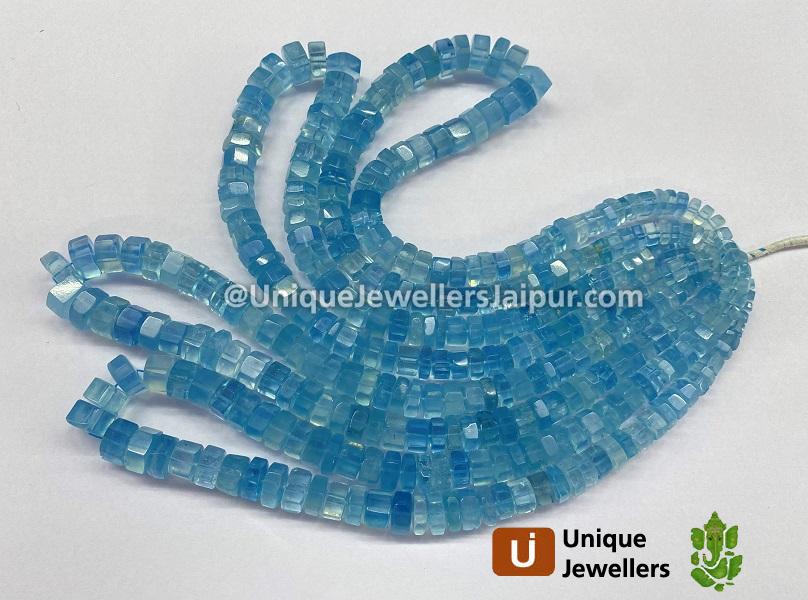 Aquamarine Stabilized Step Cut Bolt Beads