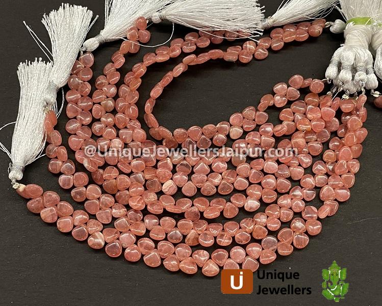 Rhodochrosite Smooth Heart Beads