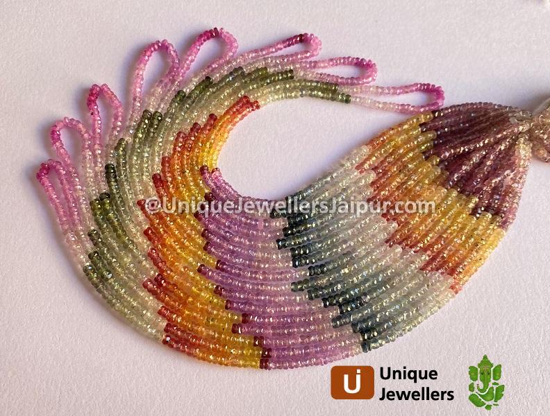 Multi Sapphire Faceted Roundelle Beads