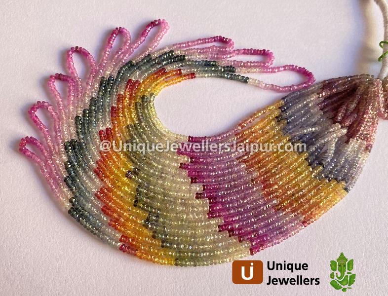 Multi Sapphire Faceted Roundelle Beads