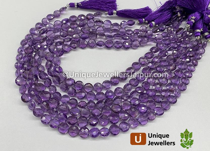 Amethyst Faceted Coin Beads