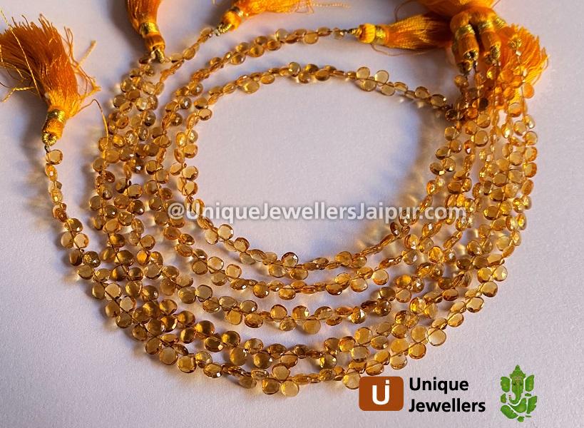 Madeira Citrine Faceted Heart Beads