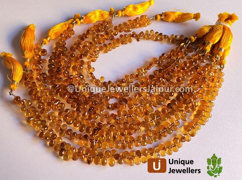 Madeira Citrine Faceted Drop Beads