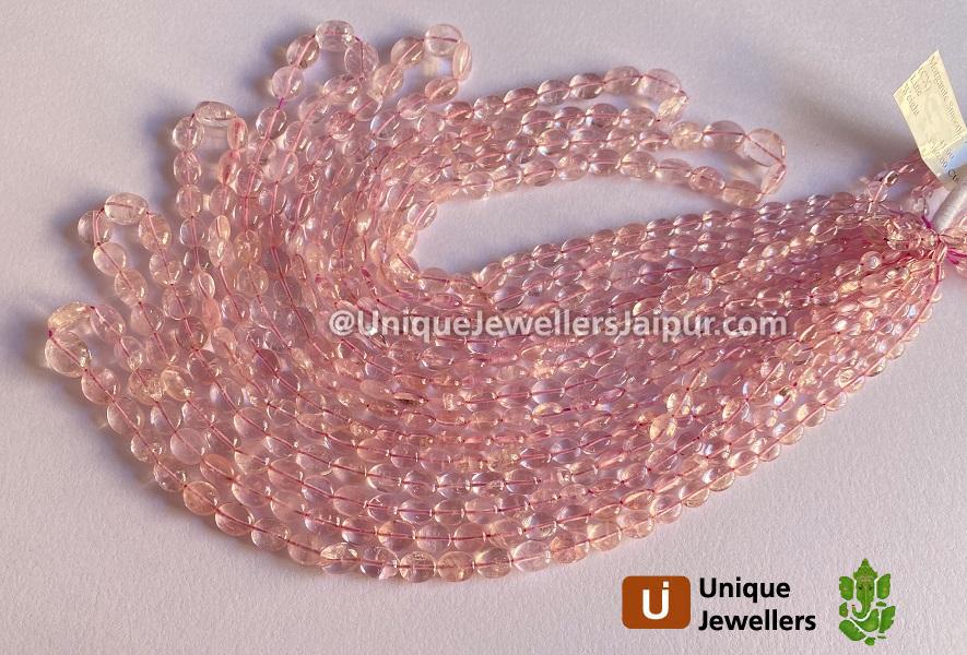 Pink Morganite Smooth Oval Beads