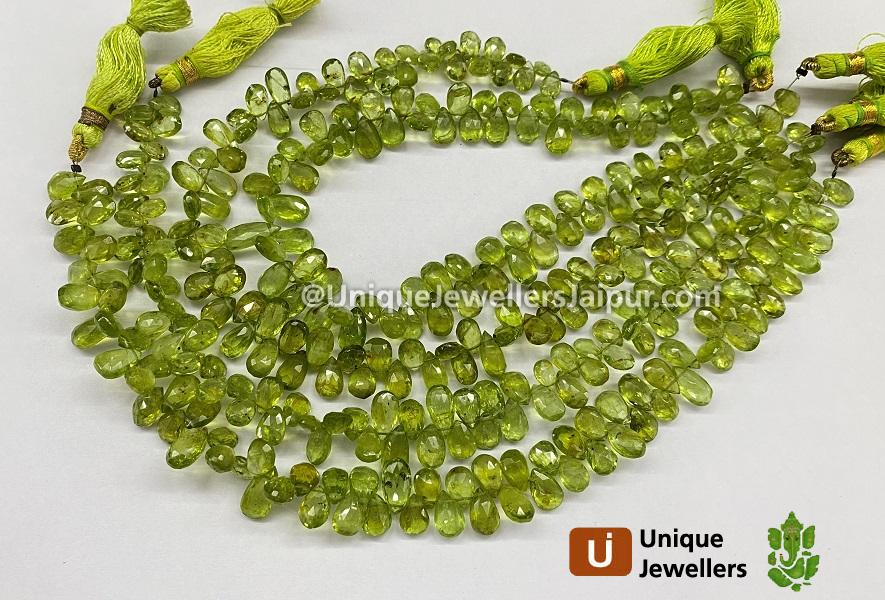 Peridot Far Faceted Pear Beads