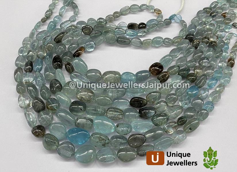 Moss Aquamarine Far Smooth Nuggets Beads