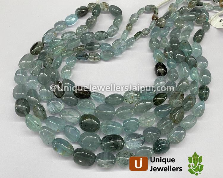 Moss Aquamarine Far Smooth Nuggets Beads