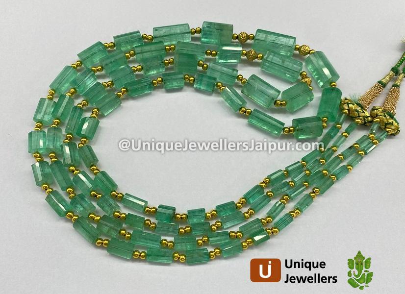 Emerald Russian Step Cut Pipe Beads