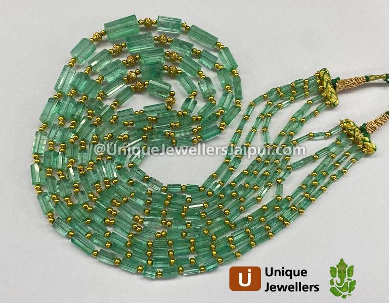 Emerald Russian Step Cut Pipe Beads