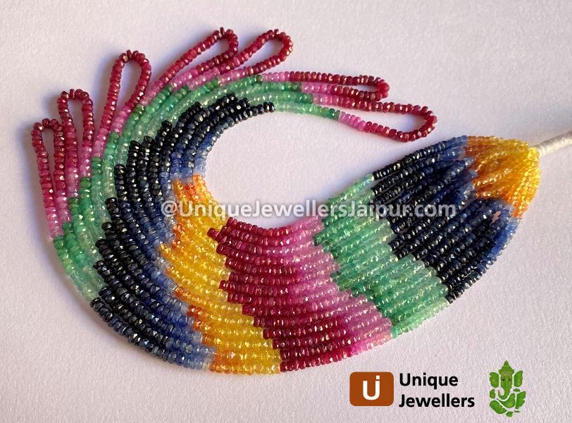 Multi Precious Faceted Roundelle Beads