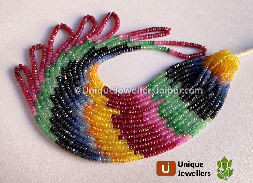 Multi Precious Faceted Roundelle Beads