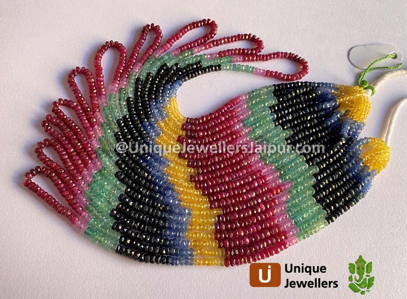 Multi Precious Far Faceted Roundelle Beads