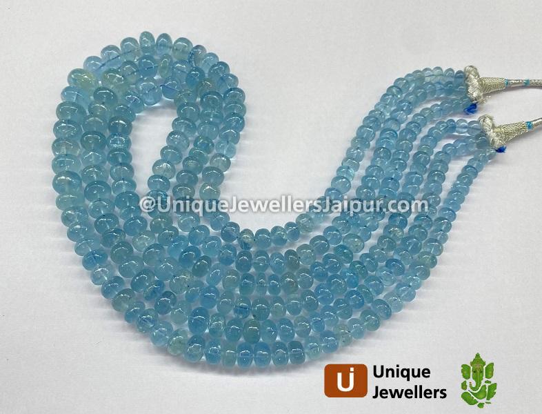 Milky Aquamarine Far Smooth Roundelle Beads