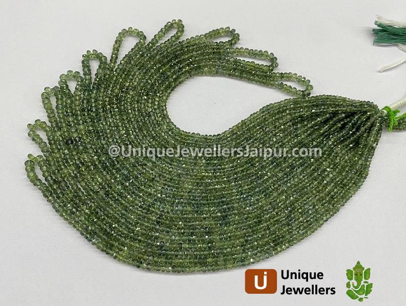 Green Songea Sapphire Far Faceted Roundelle Beads