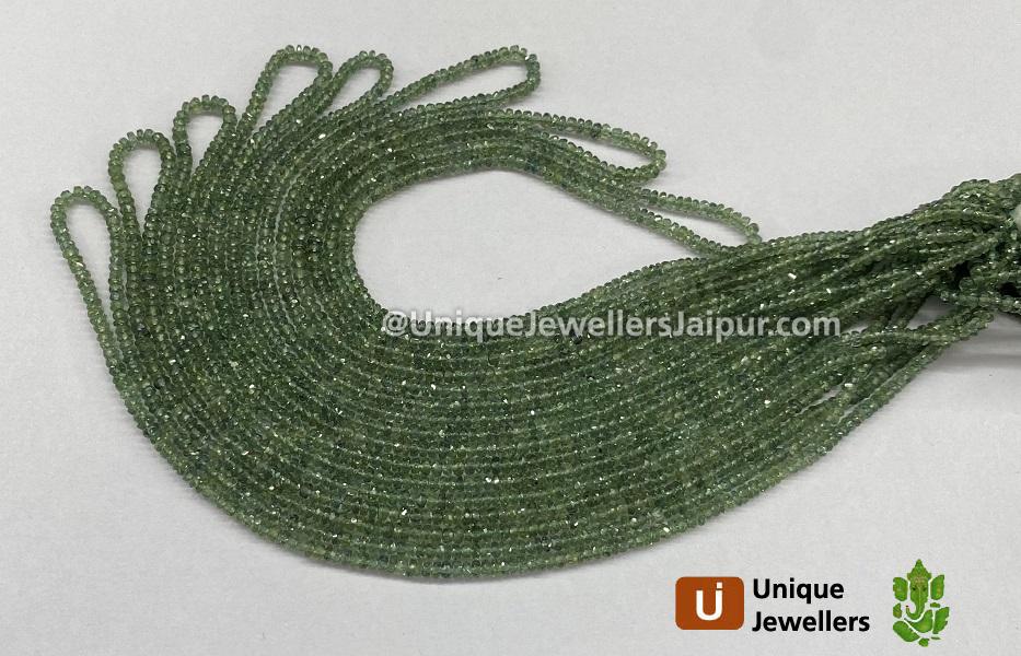 Greenish Blue Songea Sapphire Faceted Roundelle Beads