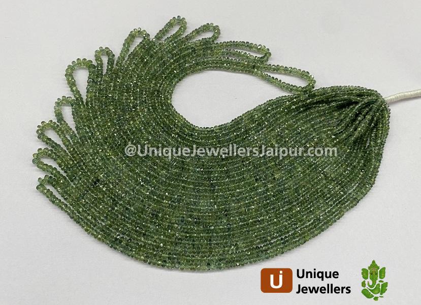 Greenish Blue Songea Sapphire Far Faceted Roundelle Beads