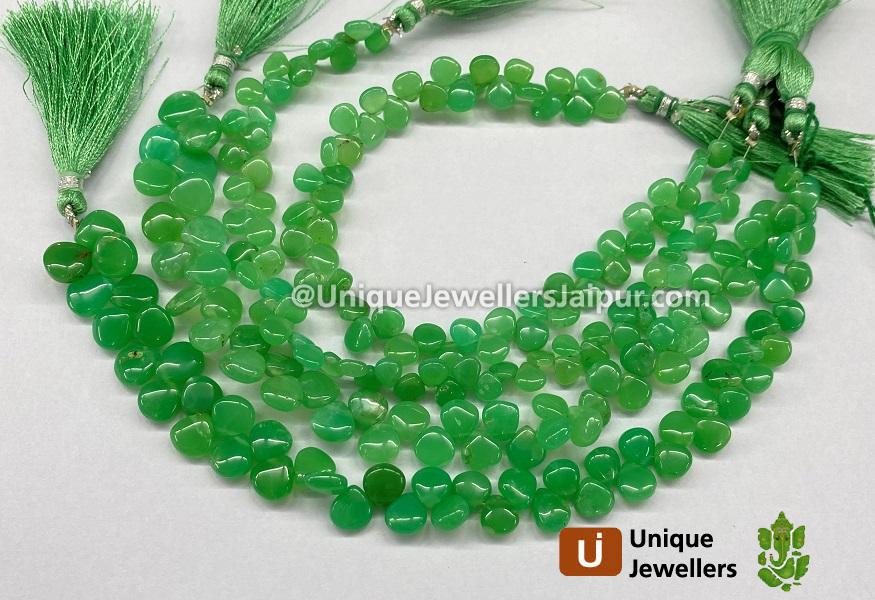 Chrysoprase Smooth Heart Beads