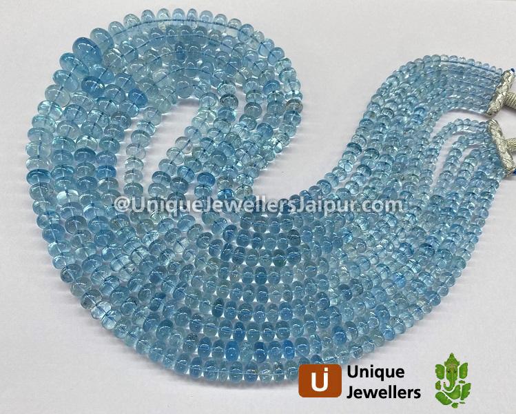 Aquamarine Far Smooth Roundelle Beads