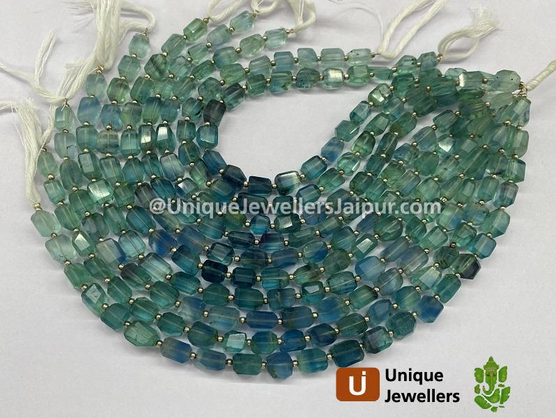 Bluish Green Fluorite Faceted Nuggets Beads