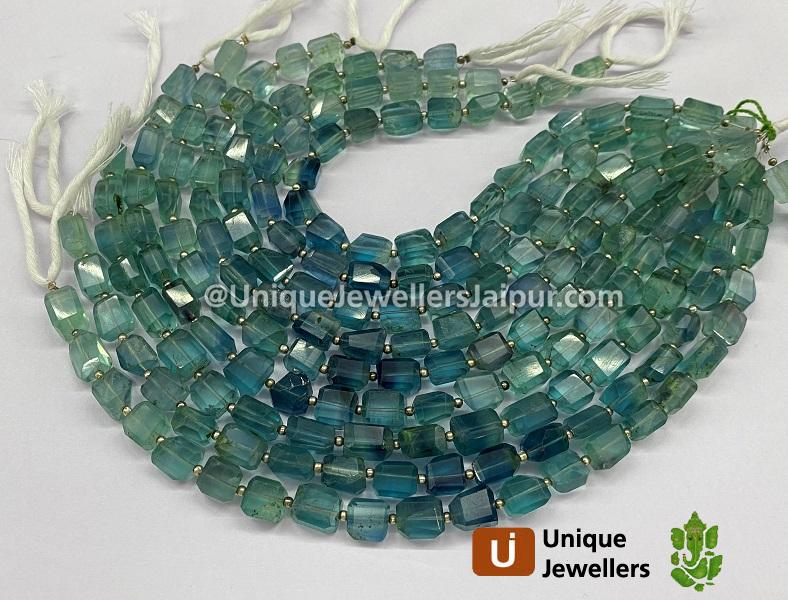 Bluish Green Fluorite Far Faceted Nuggets Beads