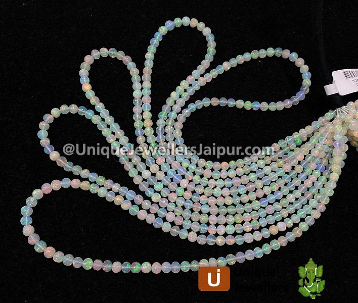 White Ethiopian Opal Faceted Round Balls Beads
