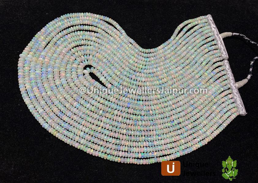 White Ethiopian Opal Far Faceted Roundelle Beads