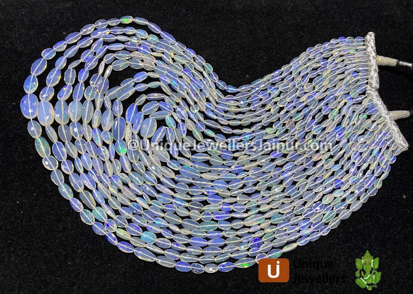 White Ethiopian Opal Far Faceted Nuggets Beads