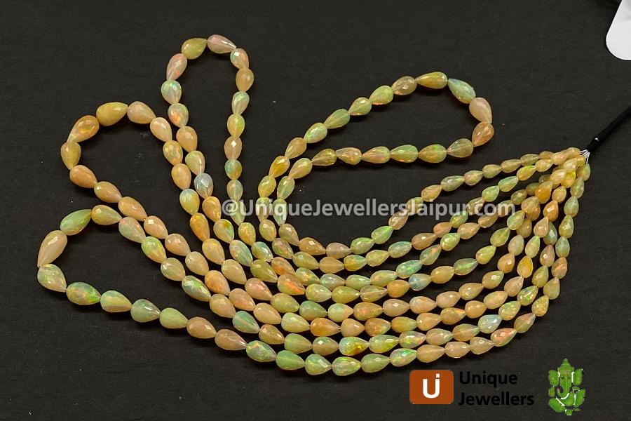 Yellow Ethiopian Opal Faceted Straight Drill Drops Beads