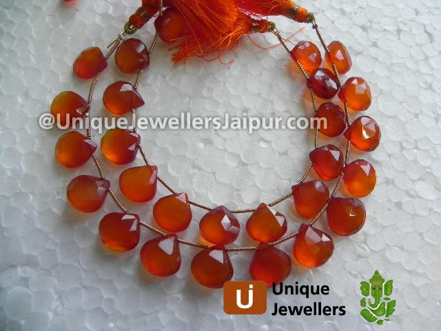 Royal Orange Chalcedony Faceted Heart Beads